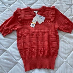 Ella Moss Emilia Ruffle Puffed Short Sleeve Sweater